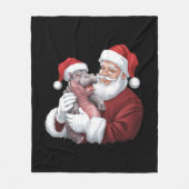 Moodeng Christmas Funny Santa Claus Fleece Deken (Voorkant)