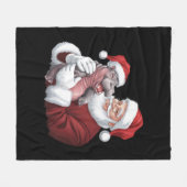 Moodeng Christmas Funny Santa Claus Fleece Deken (Voorkant (Horizontaal))