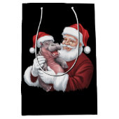 Moodeng Christmas Funny  Santa Claus Medium Cadeauzakje (Voorkant)
