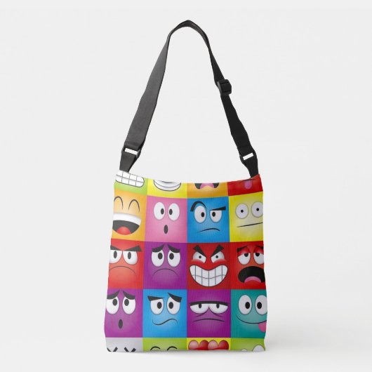 Moods and Emoticons Crossbody Tas (Voorkant)
