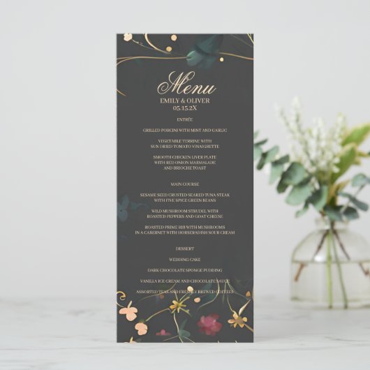 Moody Abstract Floral Boho Handfasting Menu (Staand voorkant)