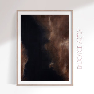Moody abstracte schilderij zwart en bruin muur kun poster