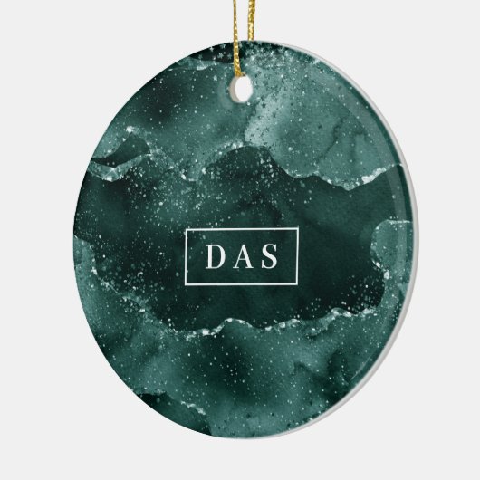 Moody Agate | Blauwgroen groen malachiet rijk mono Keramisch Ornament (Links)