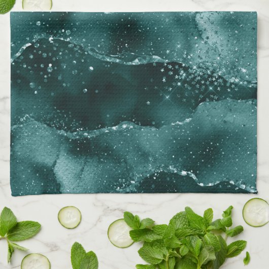 Moody Agate | Blauwgroen Groene Malachiet Rijke Je Theedoek (Gevouwen)