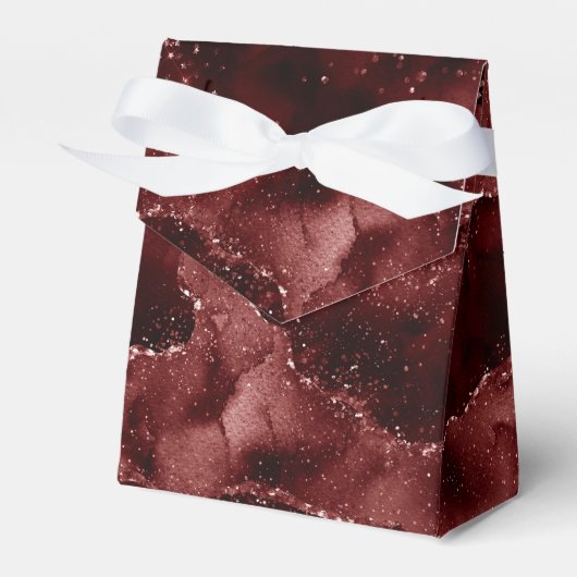 Moody Agate | Henna Bloed Rode Granaat Jewel Tone Bedankdoosjes (Voorkant Zijde)