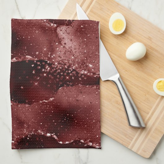 Moody Agate | Henna Bloed Rode Granaat Jewel Tone Theedoek (Quarter Fold)