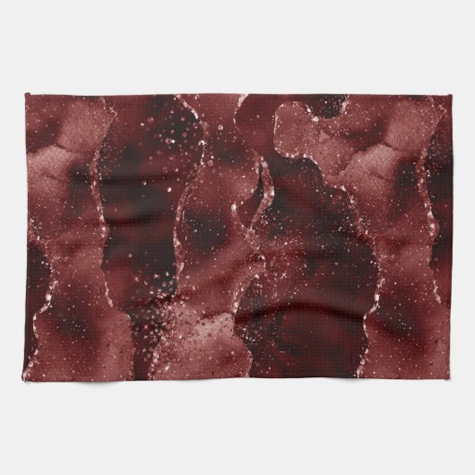 Moody Agate | Henna Bloed Rode Granaat Jewel Tone Theedoek (Horizontaal)