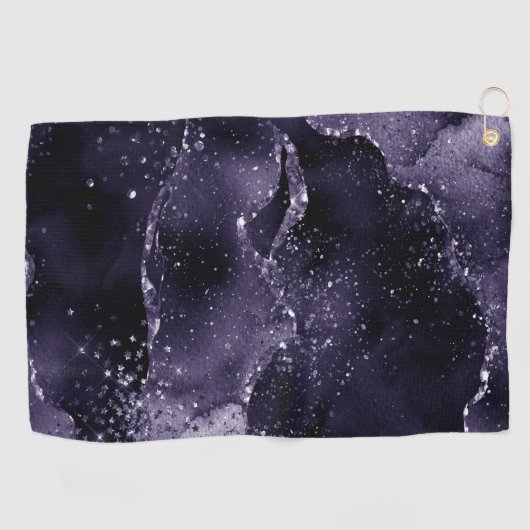 Moody Agate | Midnight Indigo Deep Paarse Glam Golfhanddoek (Horizontaal)
