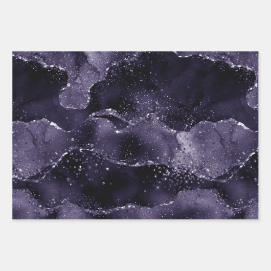 Moody Agate | Midnight Indigo Deep Paarse Glam Inpakpapier Vel (Voorkant 2)