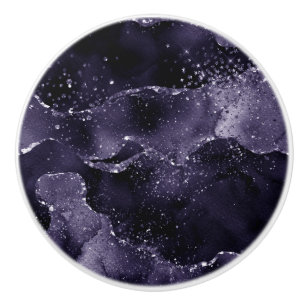 Moody Agate   Midnight Indigo Deep Paarse Glam Keramische Knop