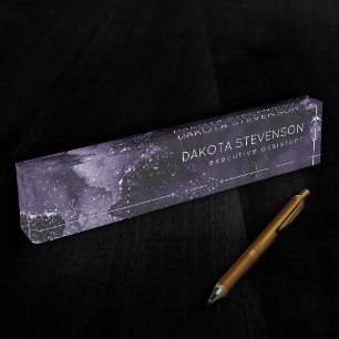 Moody Agate Midnight Indigo Deep Paarse Glam Naambordje