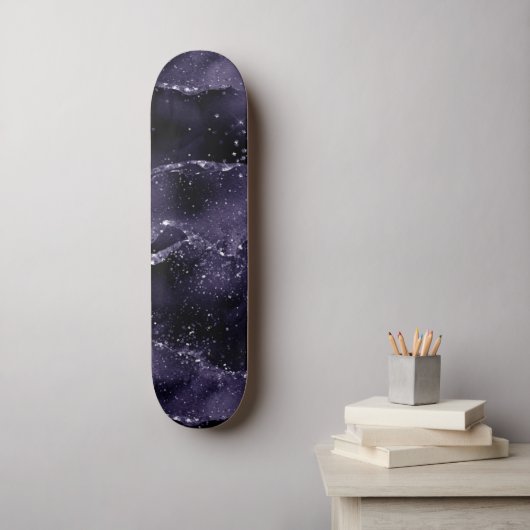 Moody Agate | Midnight Indigo Deep Paarse Glam Skateboard (Muurkunst)