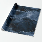 Moody Agate | Navy Denim Steel Blue Faux Glitter Cadeaupapier (Uitgerold)