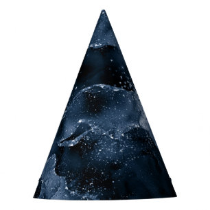 Moody Agate Navy Denim Steel Blue Faux Glitter Feesthoedjes