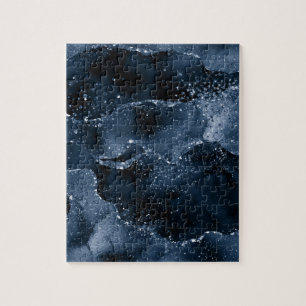 Moody Agate   Navy Denim Steel Blue Faux Glitter Legpuzzel