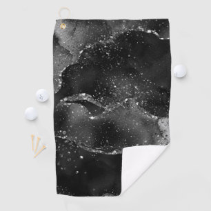 Moody Agate Onyx Zwart Zilver Vampy Gothic Glitt Golfhanddoek