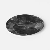 Moody Agate | Onyx Zwart Zilver Vampy Gothic Glitt Papieren Bordje (Gekanteld)