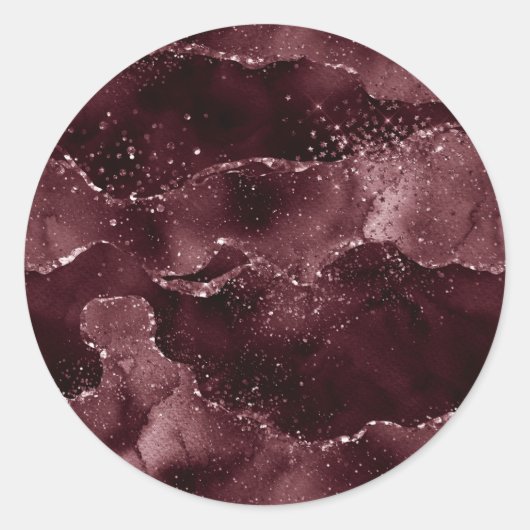 Moody Agate | Wijn Bordeaux Sangria Merlot Maroon Ronde Sticker (Voorkant)