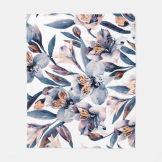 Moody Alstroemeria: Waterverf bloemenpatroon Fleece Deken