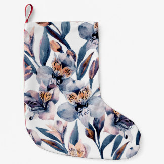 Moody Alstroemeria: Waterverf bloemenpatroon Kleine Kerstsok