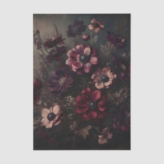 Moody Anemone Bloeit Botanische Bloemkunst Tissuepapier (Voorkant)