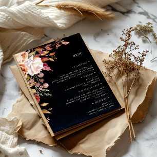 Moody Automne Floral Élégant Mariage Carte Menu