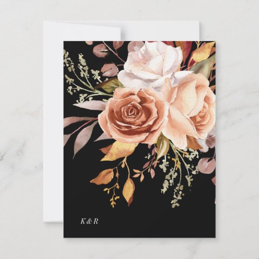 Moody Automne Floral Élégant Mariage Carte Menu (Dos)