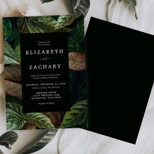 Moody Automne laisse Faire-part de mariage vert fo