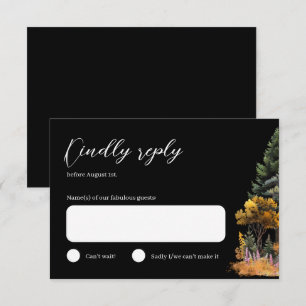 Moody Autumn Watercolor Forest Wedding Carte RSVP