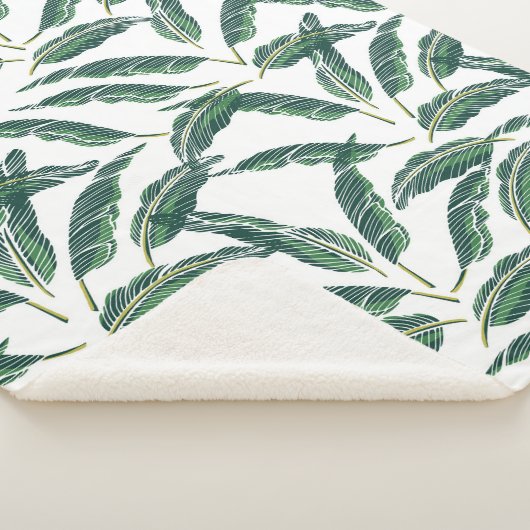 Moody Banana bladeren white Sherpa Deken (3/4)