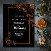 Moody Black en Sepia Floral Wedding Kaart