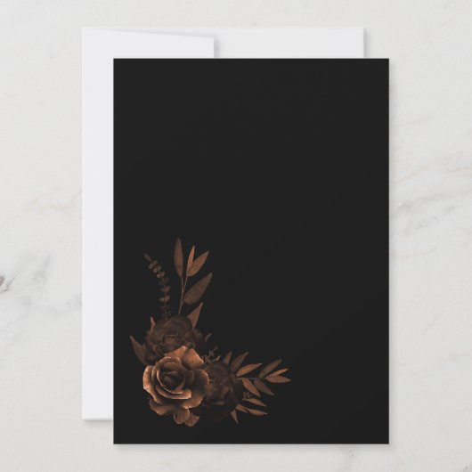 Moody Black en Sepia Floral Wedding Kaart (Achterkant)