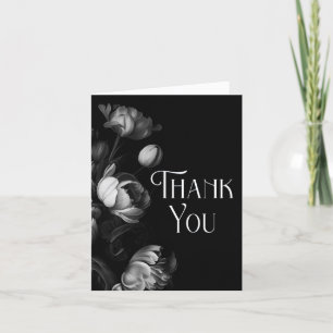 Moody Black en White Flower dank u Bedankkaart