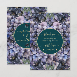 Moody Black Floral Classic Husband Mother Wedding Bedankkaart