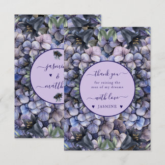 Moody Black Floral Classic Husband Mother Wedding Bedankkaart