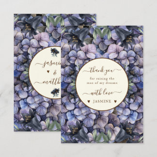 Moody Black Floral Classic Husband Mother Wedding Bedankkaart