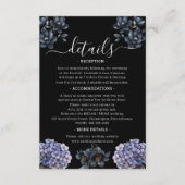 Moody Black Floral Classic Script Wedding Details Informatiekaartje (Voorkant)