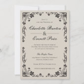 Moody Black Floral Faire-part de mariage (Devant)