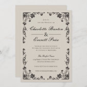 Moody Black Floral Faire-part de mariage (Devant / Derrière)