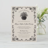 Moody Black Floral Faire-part de mariage gothique (Debout devant)
