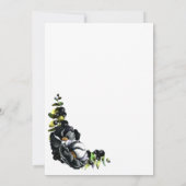 Moody Black Floral Mariage Réception Invitation (Dos)