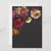 Moody Black Floral Painterly Red Burgundy Wedding Kaart (Achterkant)
