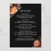 Moody Black Floral Wedding Details Enclosure Kaart (Voorkant)