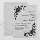 Moody Black Floral Wedding Kaart (Voorkant / Achterkant)
