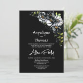 Moody Black Floral Wedding Reception Kaart (Staand voorkant)