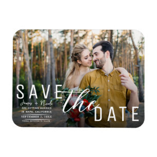Moody Black Overlay Foto Save the Date Wedding Magneet