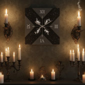Moody Black Silver Witchy Goth Home Décor Vierkante Klok