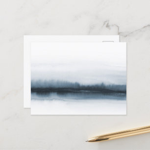Moody blauw waterverf abstract bos bewolkte lucht briefkaart