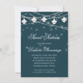 Moody Blauwgroen Fleur de Lis String Lights | Zoet Kaart (Voorkant)