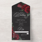 Moody Bloed Rode Rozen Trouwdiner All In One Uitnodiging (Binnen)